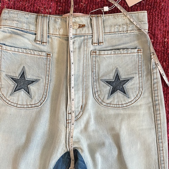 NWT Revice heaven color block star flare high rise two tone jeans - Picture 6 of 9